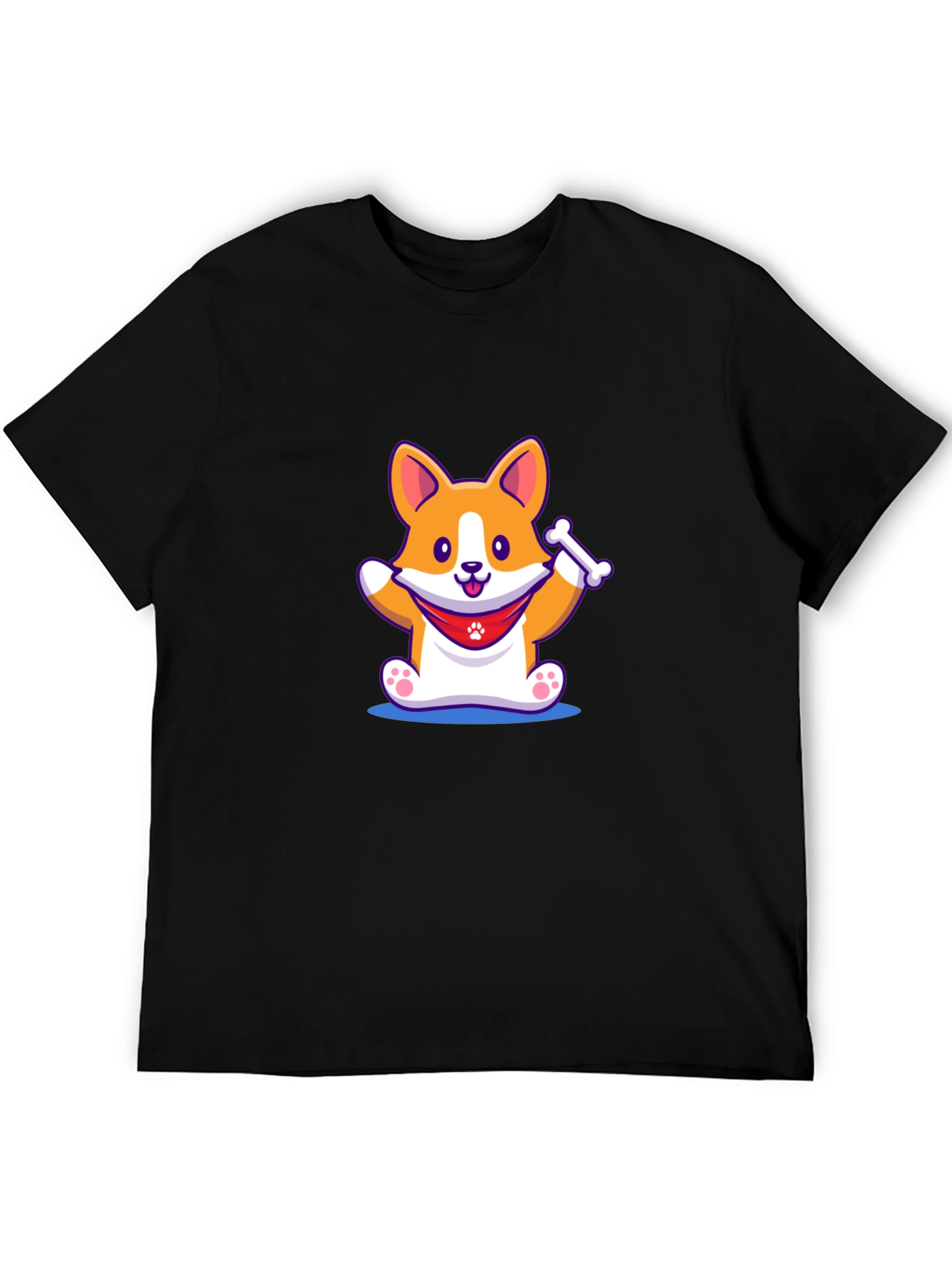 Cute Corgi Dog Black T-Shirt