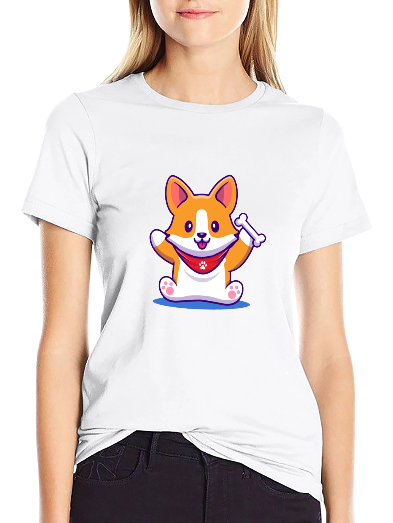 Cute Corgi Dog Black T-Shirt