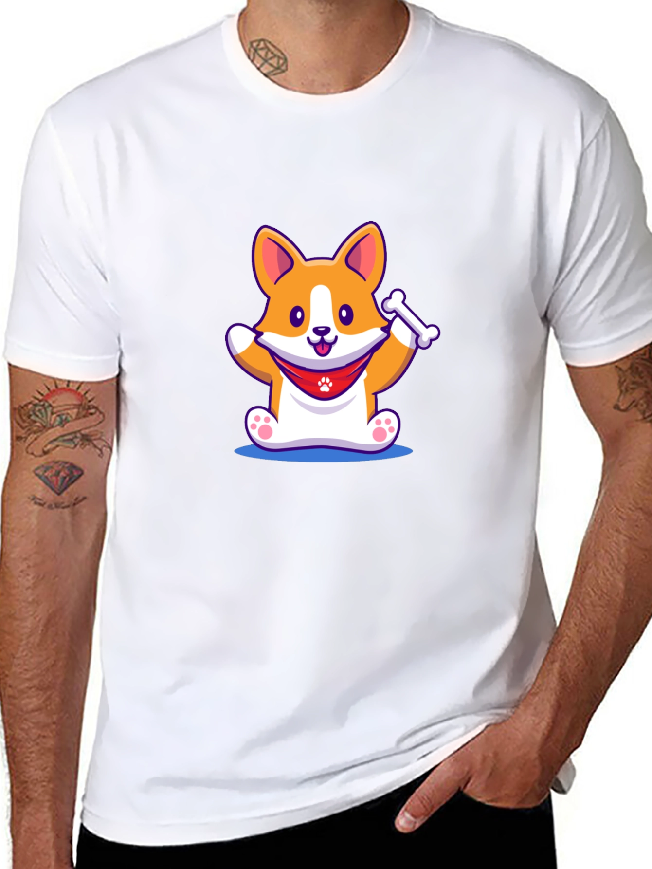 Cute Corgi Dog Black T-Shirt