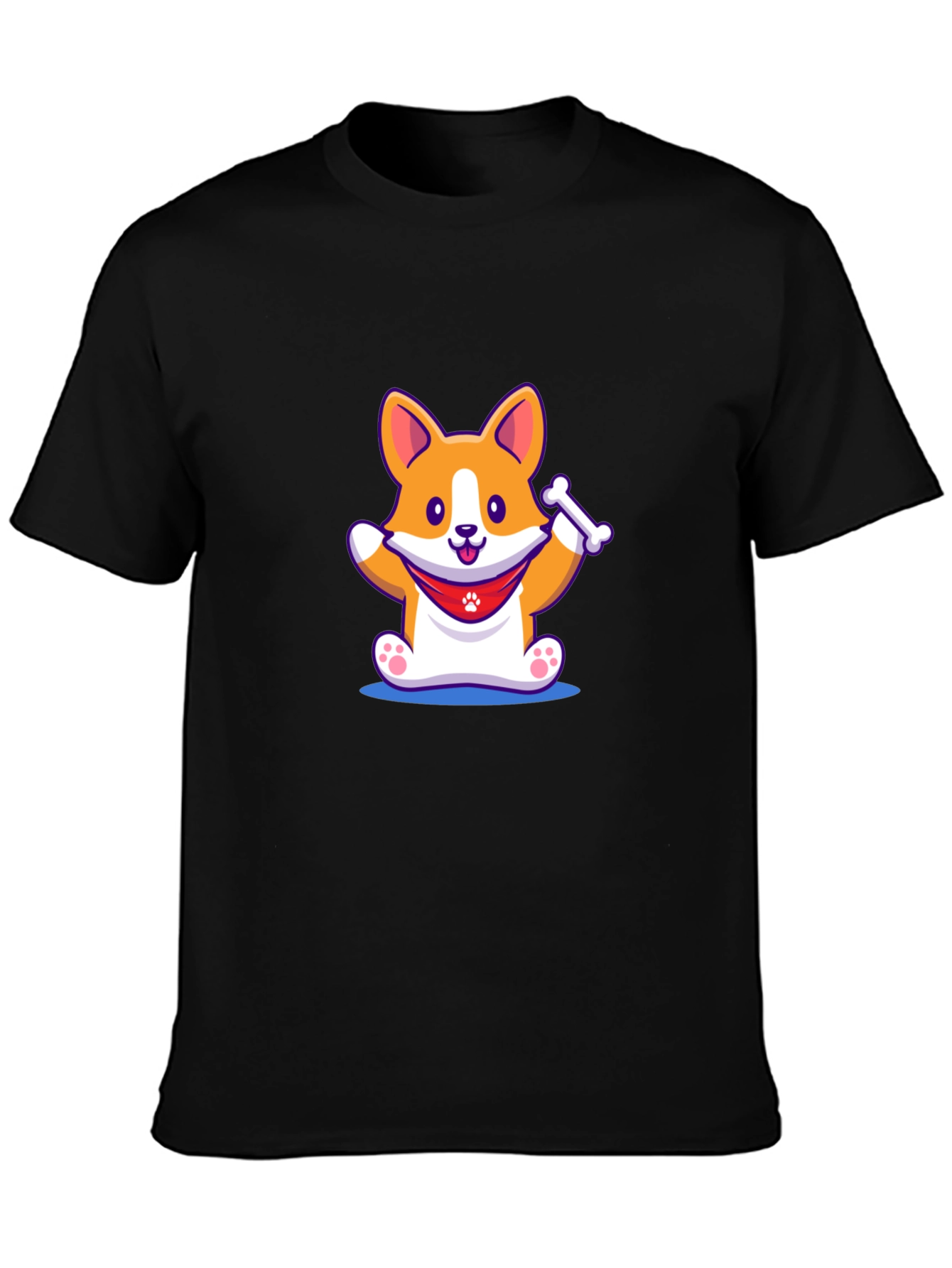 Cute Corgi Dog Black T-Shirt