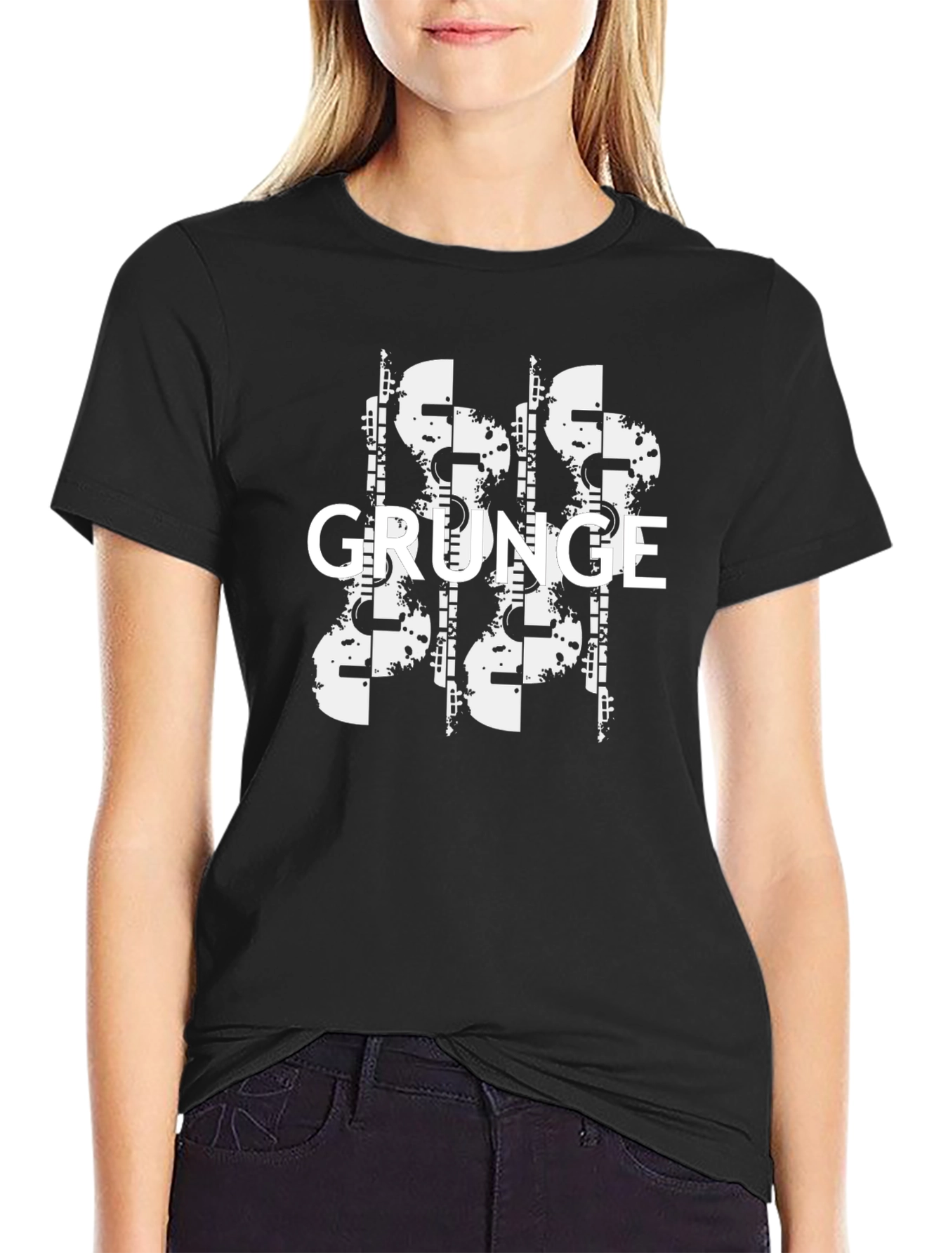 Grunge Graphic Print Black T-Shirt