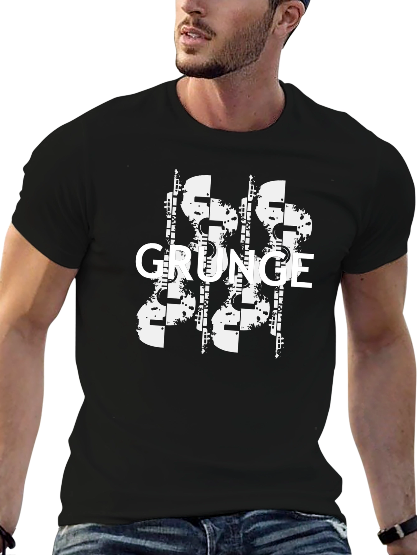 Grunge Graphic Print Black T-Shirt