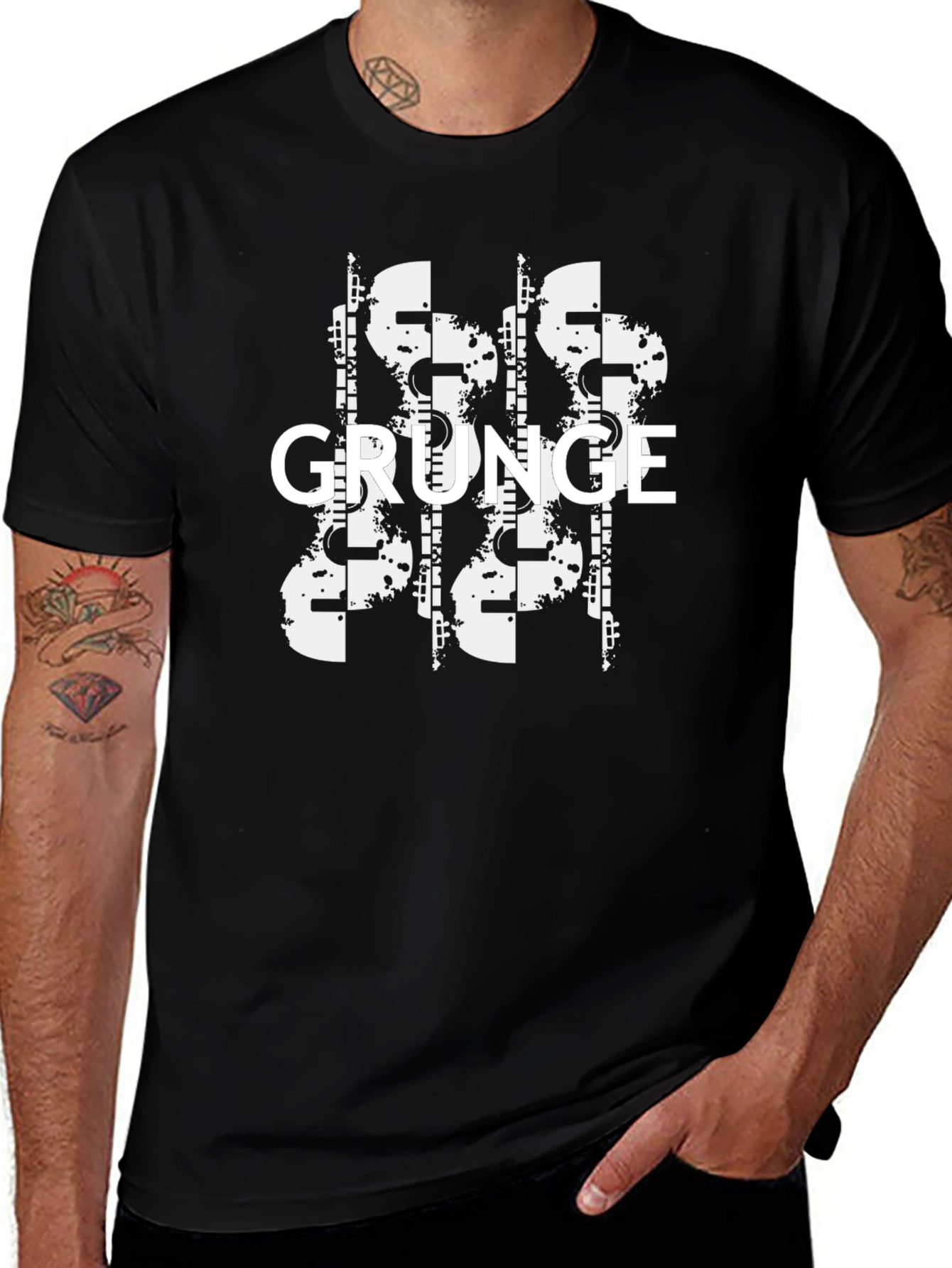 Grunge Graphic Print Black T-Shirt