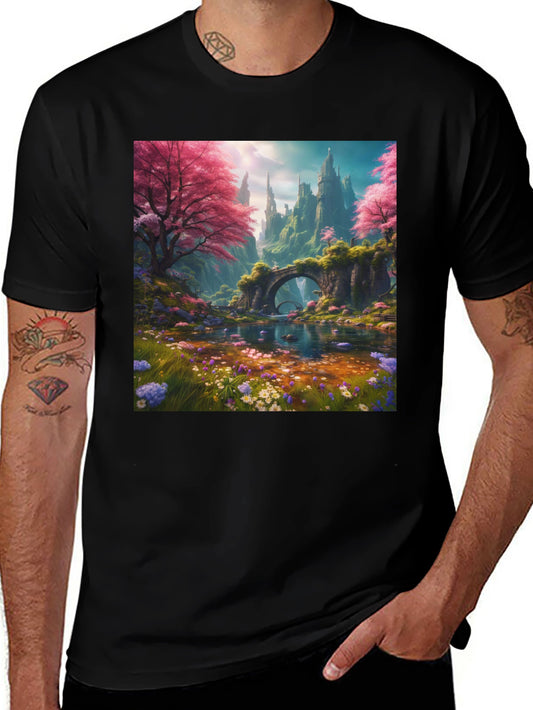 Enchanted Landscape Graphic Tee - Black