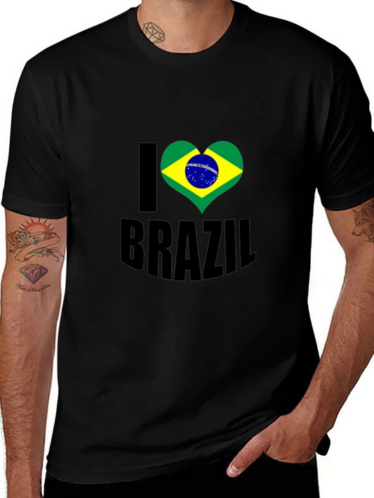 I Heart Brazil Graphic T-Shirt - Mens Black Tee