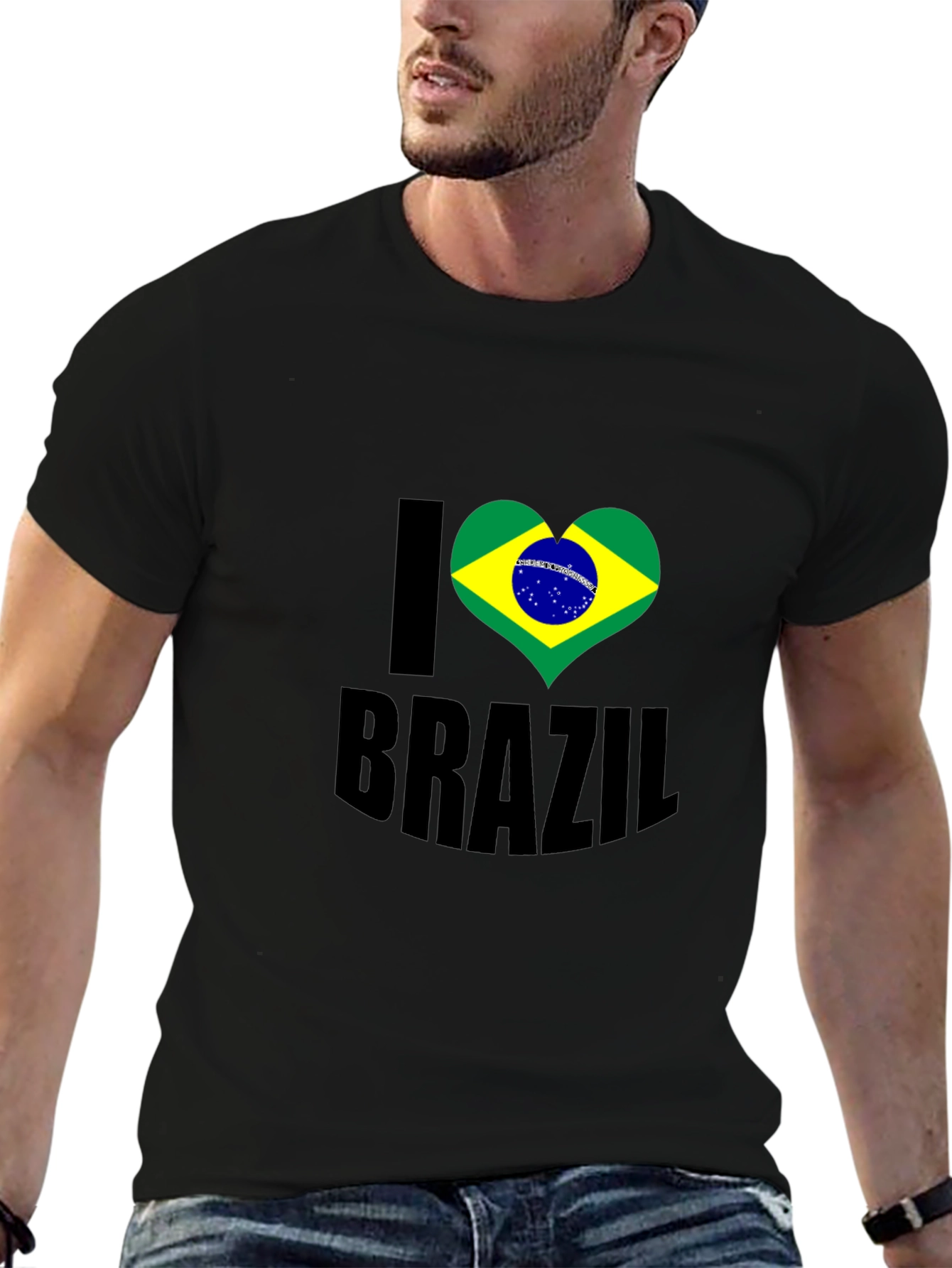 I Heart Brazil Graphic T-Shirt - Mens Black Tee