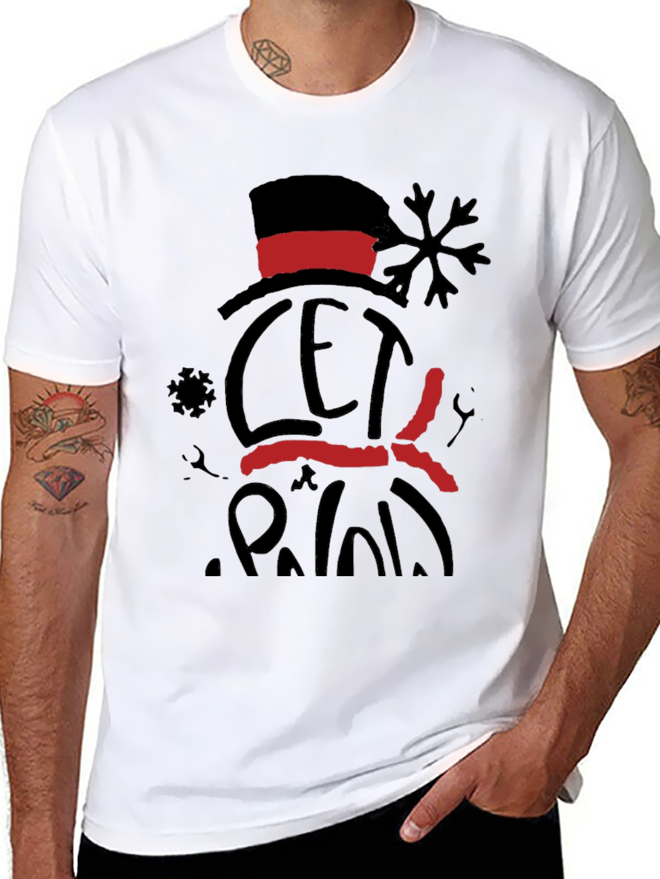 Festive Snowman Graphic Tee - Let it Snow