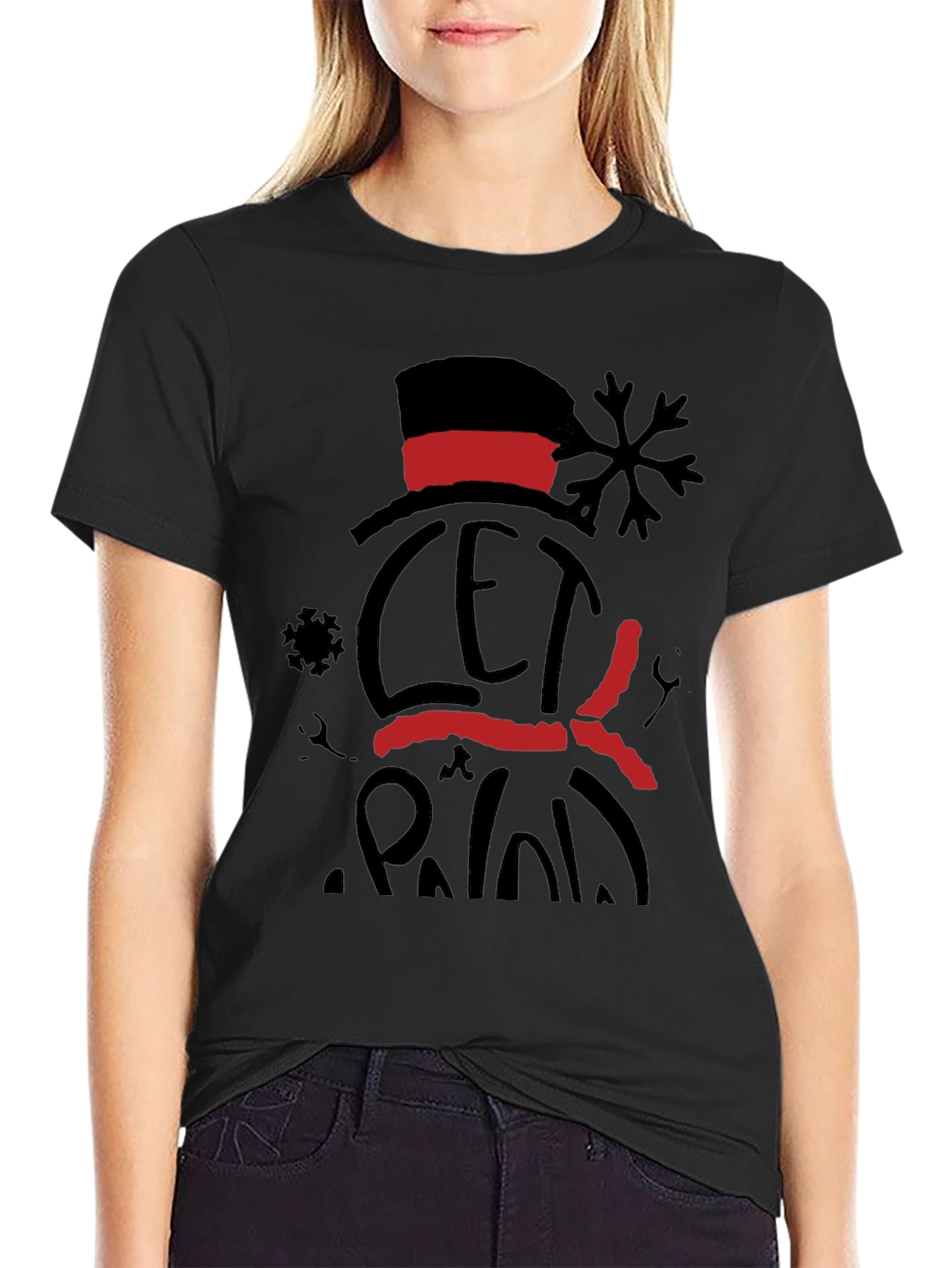 Festive Snowman Graphic Tee - Let it Snow
