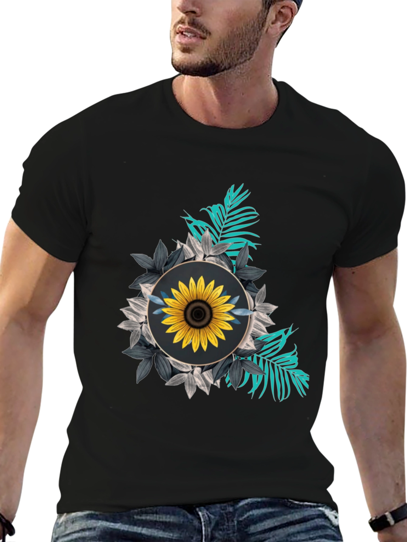 Sunflower Graphic Tee - Stylish Black T-Shirt