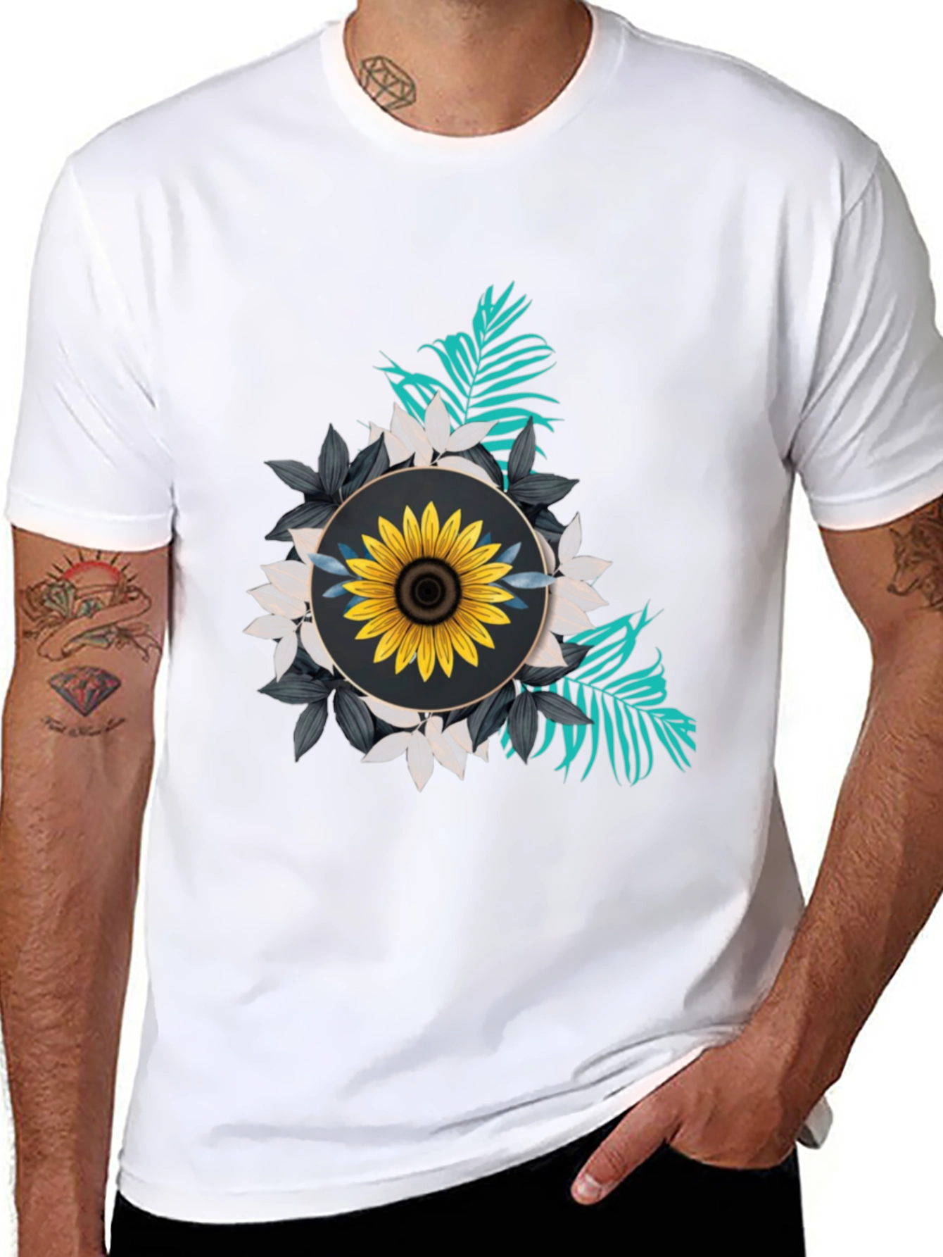 Sunflower Graphic Tee - Stylish Black T-Shirt