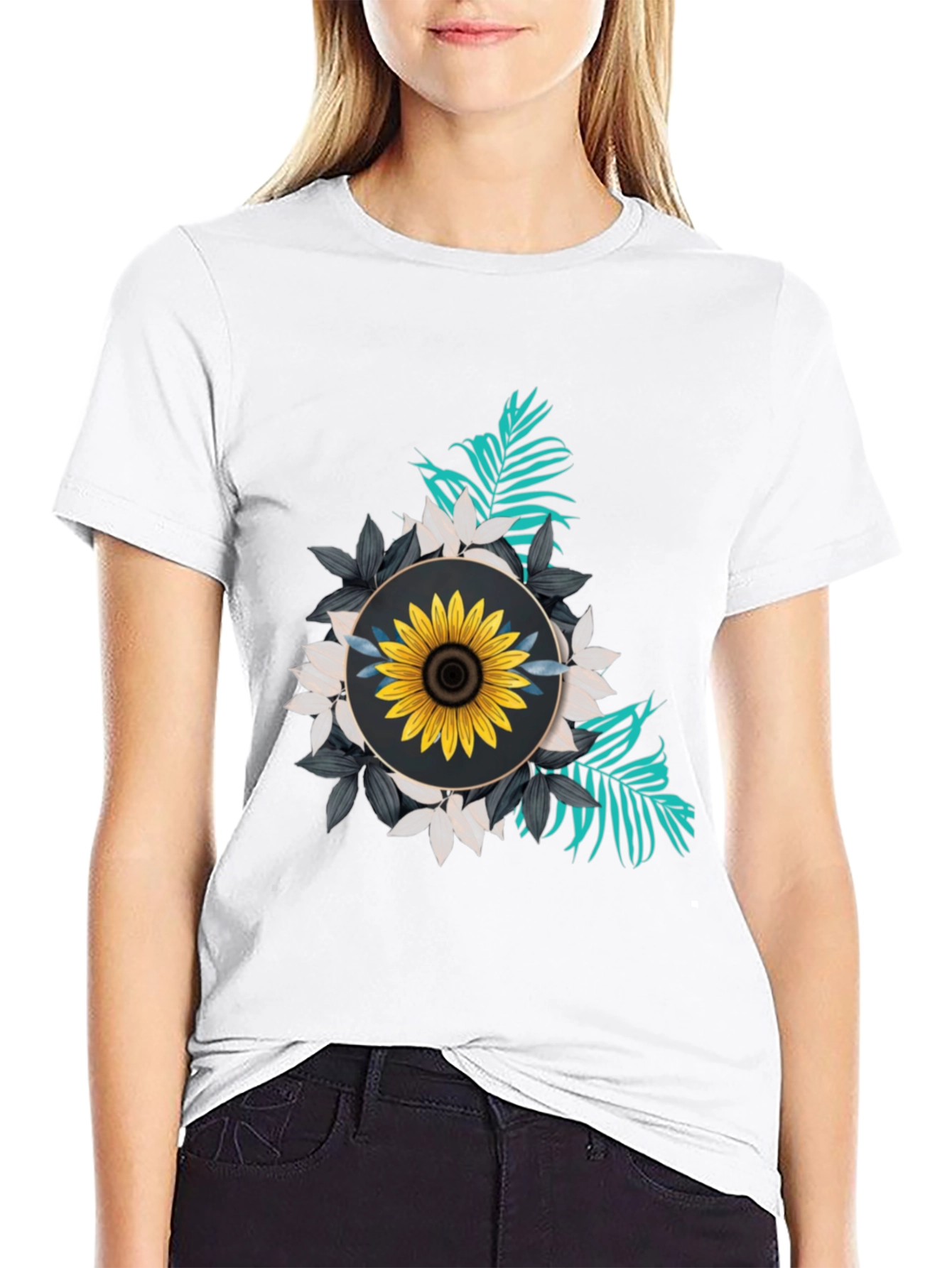 Sunflower Graphic Tee - Stylish Black T-Shirt