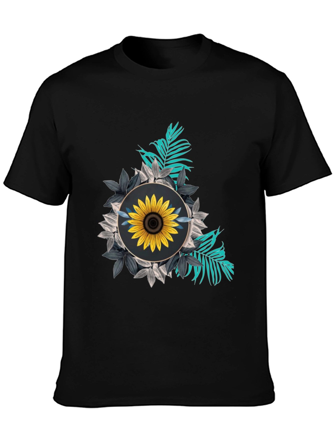 Sunflower Graphic Tee - Stylish Black T-Shirt