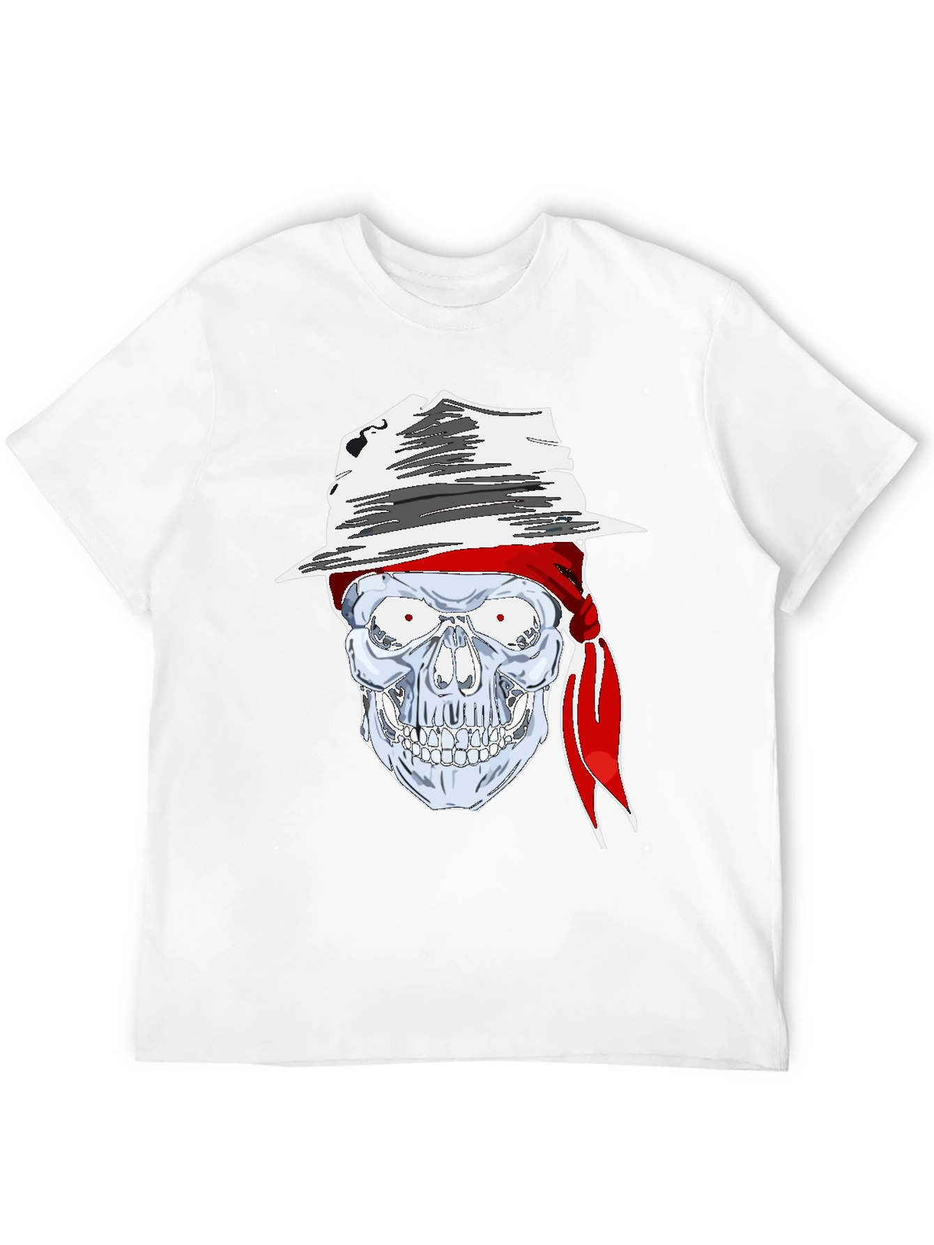 Skull in Hat Graphic Tee - Mens Black T-Shirt