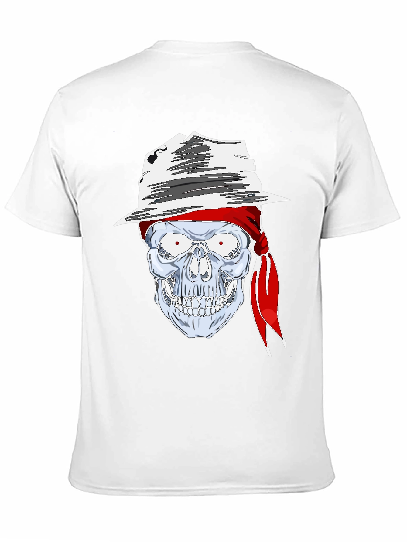 Skull in Hat Graphic Tee - Mens Black T-Shirt