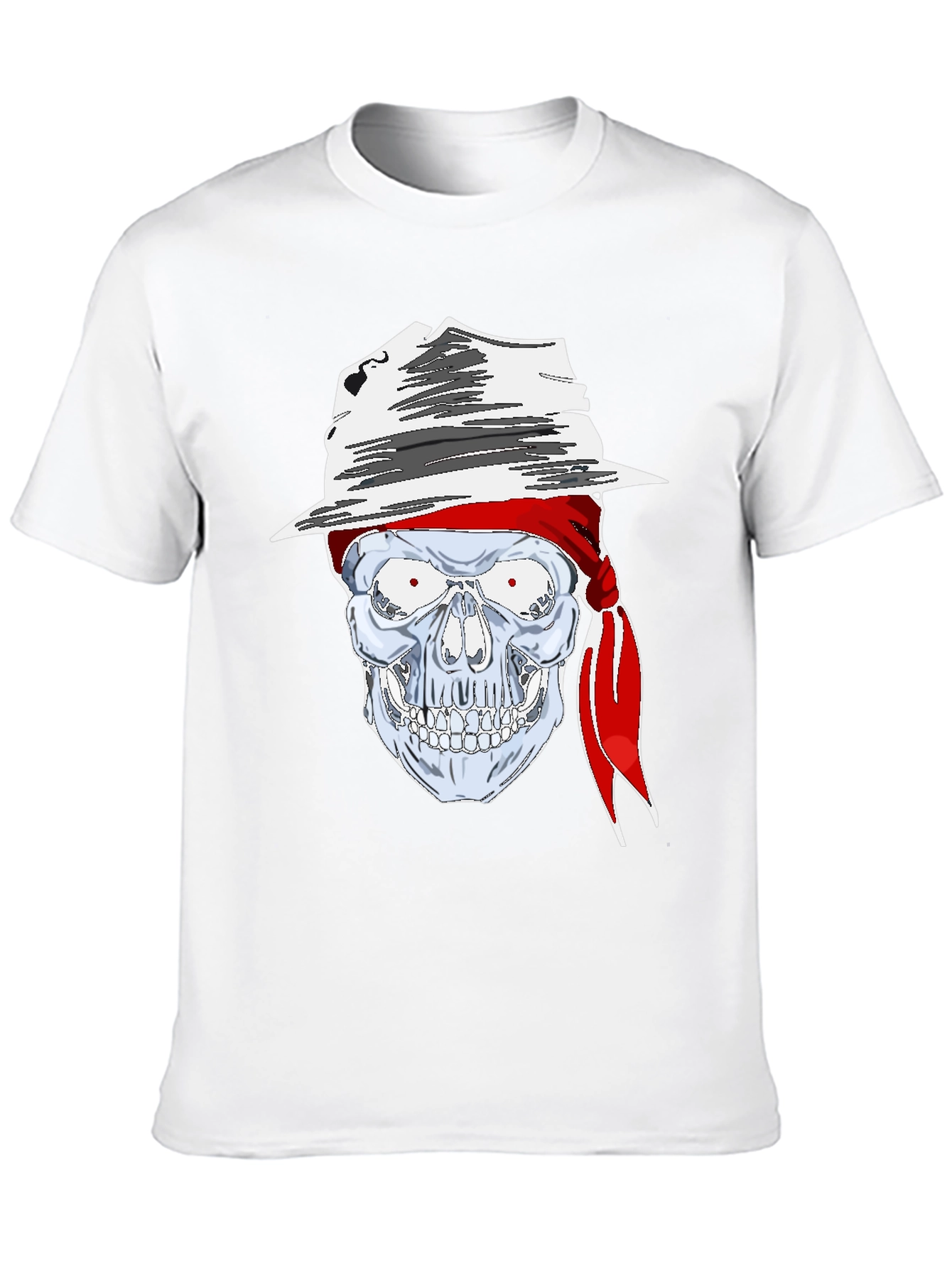 Skull in Hat Graphic Tee - Mens Black T-Shirt