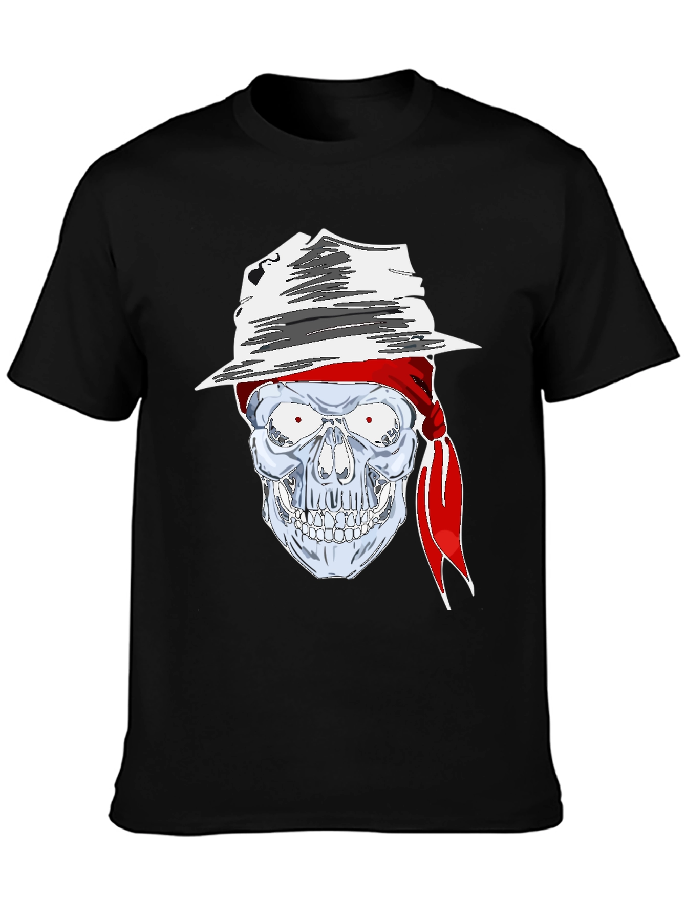 Skull in Hat Graphic Tee - Mens Black T-Shirt
