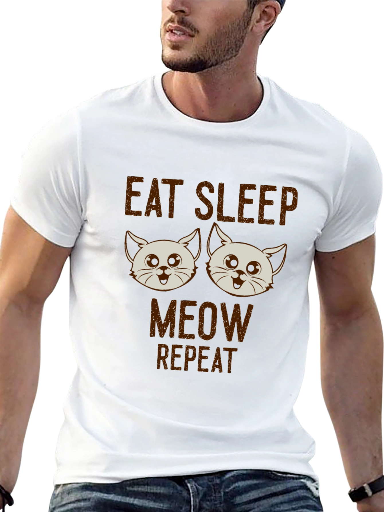 Eat Sleep Meow Repeat Cat T-Shirt