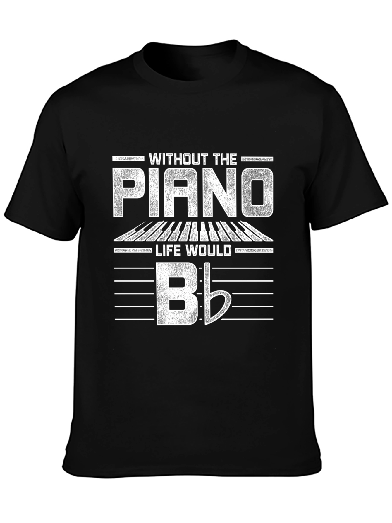 Piano Lovers Black Cotton T-Shirt - Flat