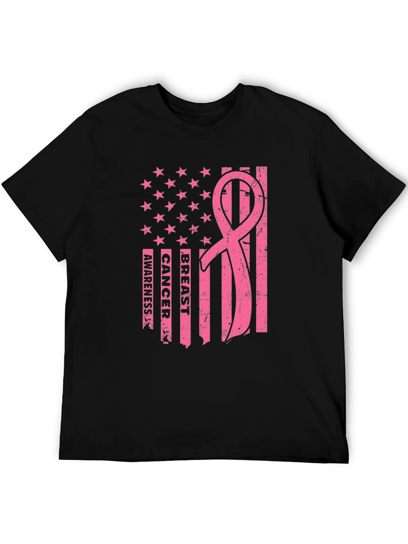 Breast Cancer Awareness American Flag T-Shirt
