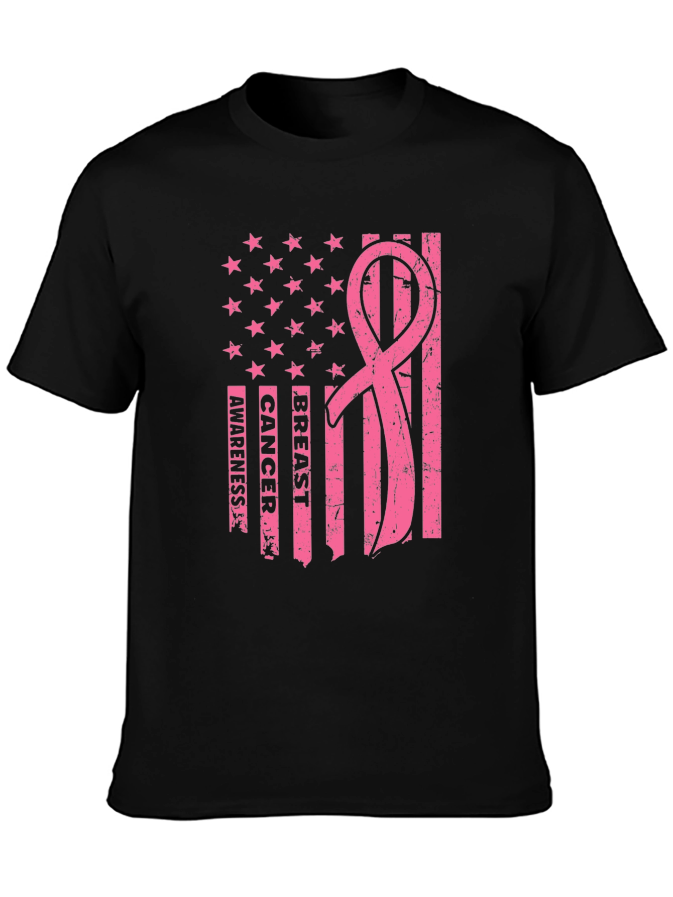 Breast Cancer Awareness American Flag T-Shirt