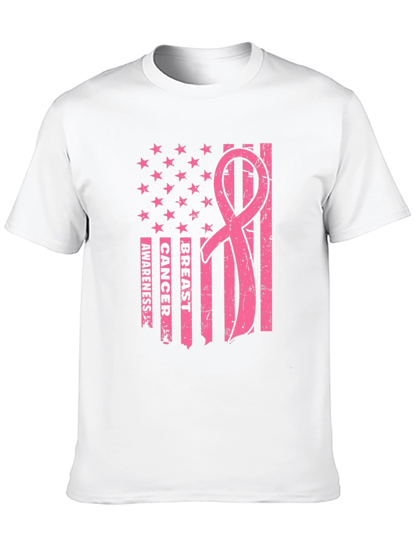 Breast Cancer Awareness American Flag T-Shirt