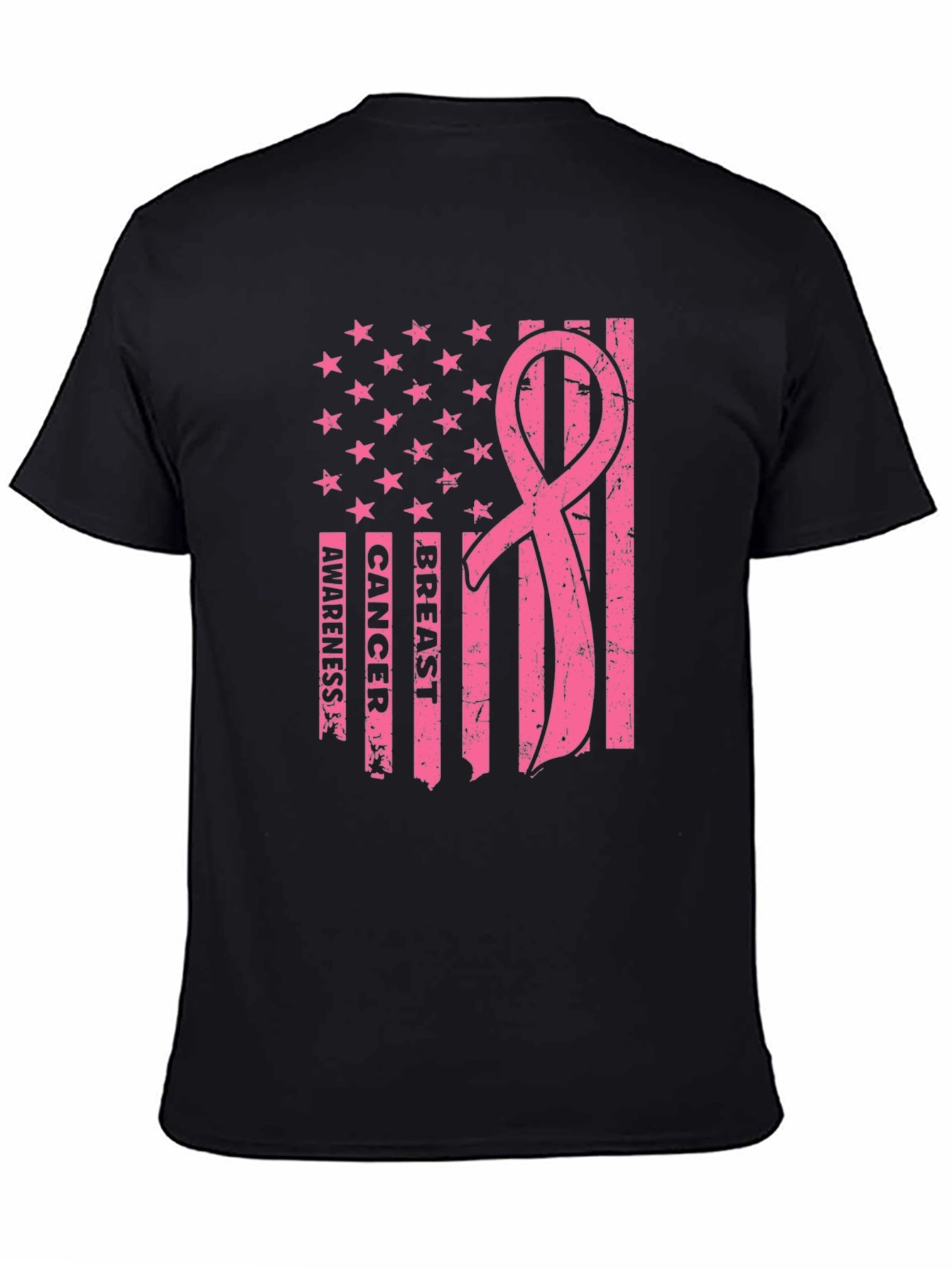 Breast Cancer Awareness American Flag T-Shirt