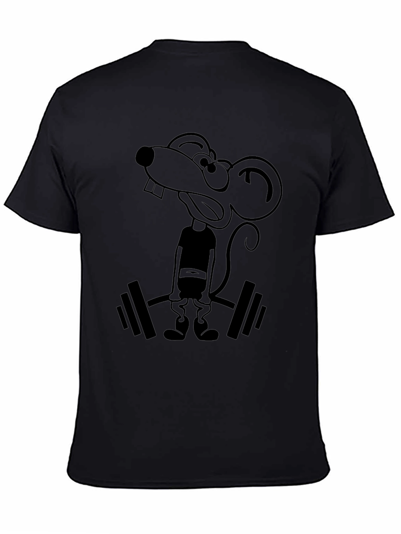 Funny Cartoon Rat Lifting Weights Graphic Tee