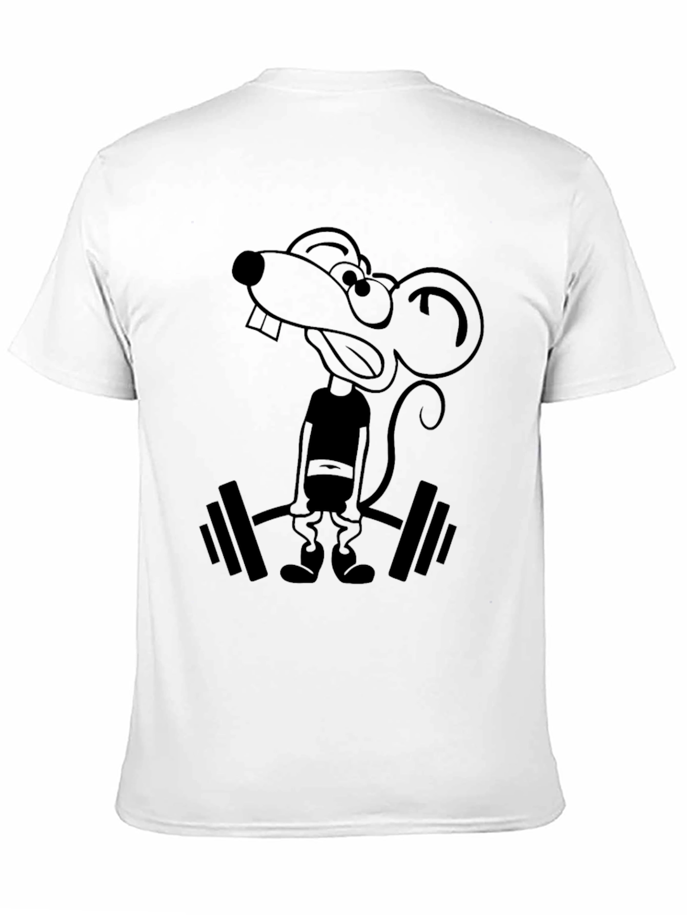 Funny Cartoon Rat Lifting Weights Graphic Tee