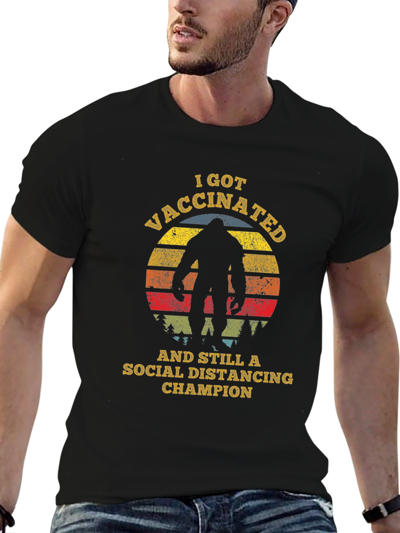 Vaccinated Social Distancing Champion Bigfoot T-Shirt