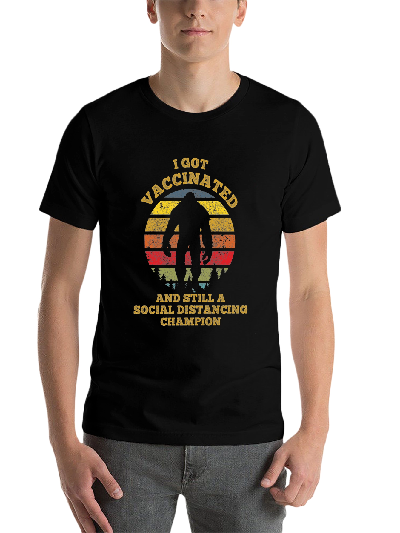Vaccinated Social Distancing Champion Bigfoot T-Shirt