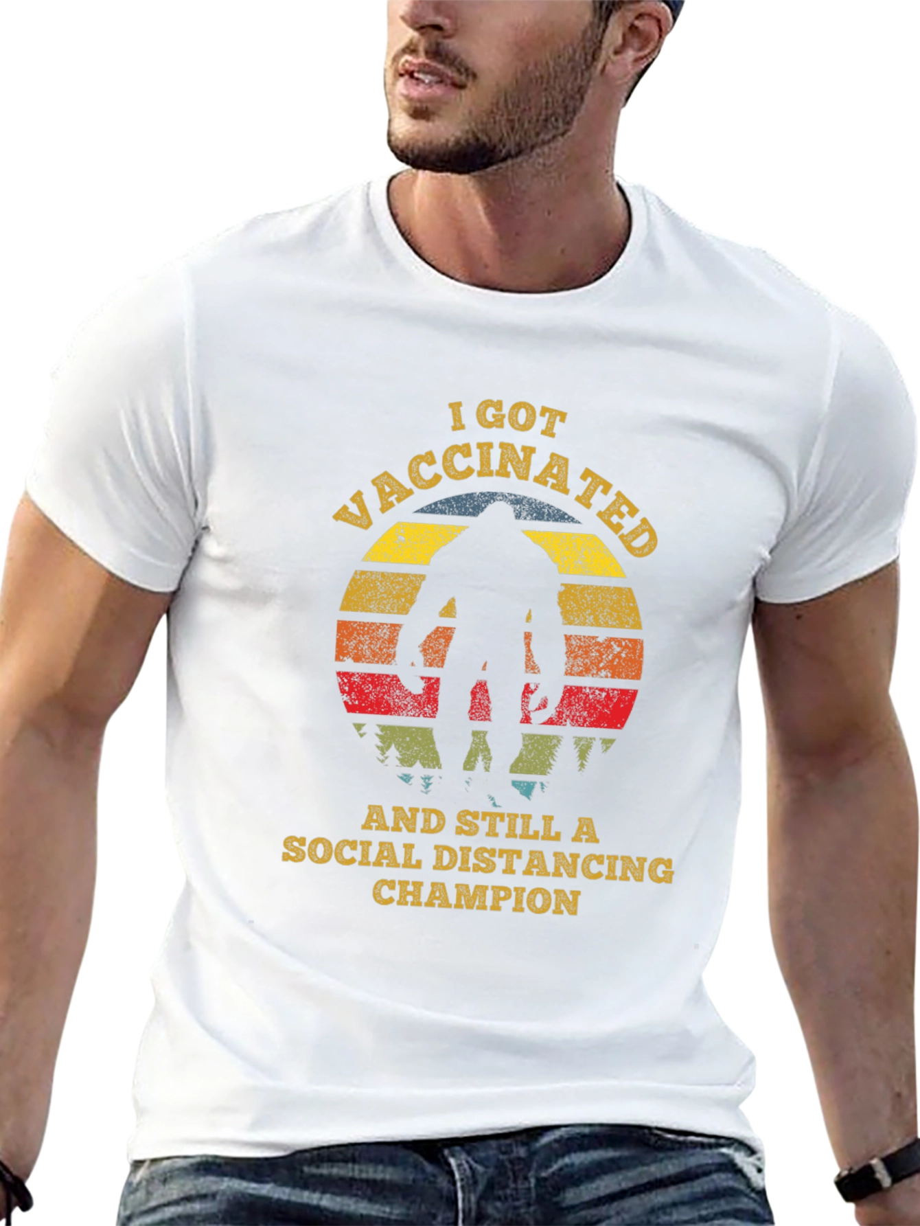 Vaccinated Social Distancing Champion Bigfoot T-Shirt
