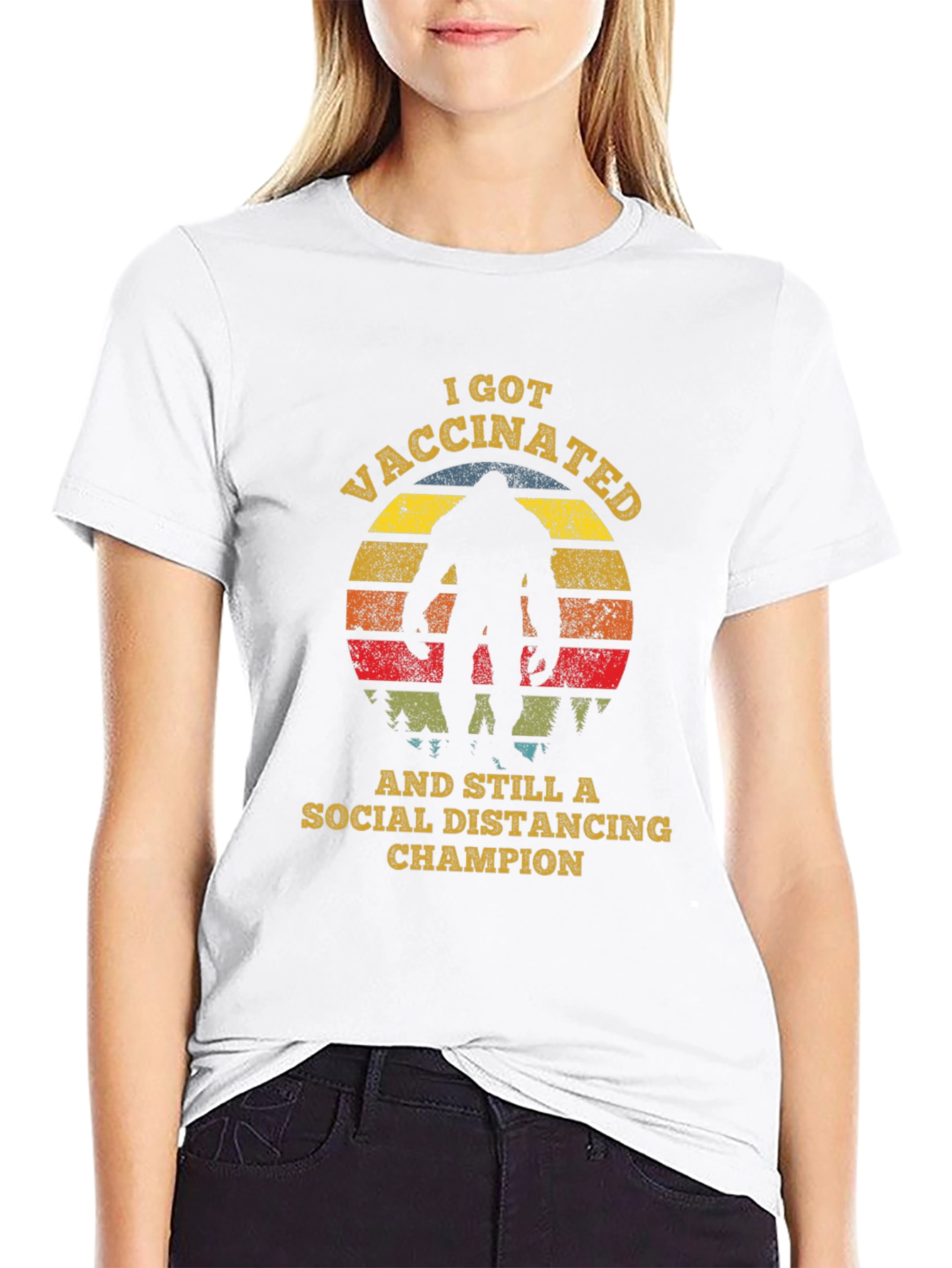 Vaccinated Social Distancing Champion Bigfoot T-Shirt