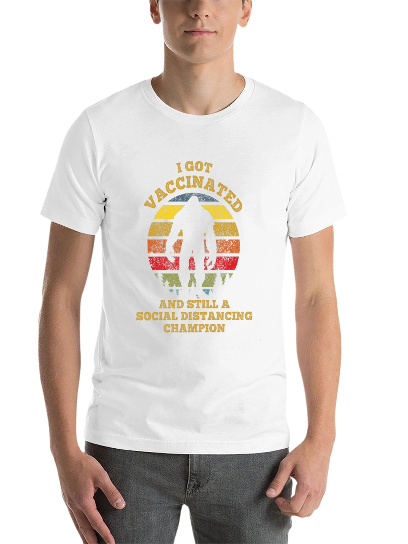 Vaccinated Social Distancing Champion Bigfoot T-Shirt