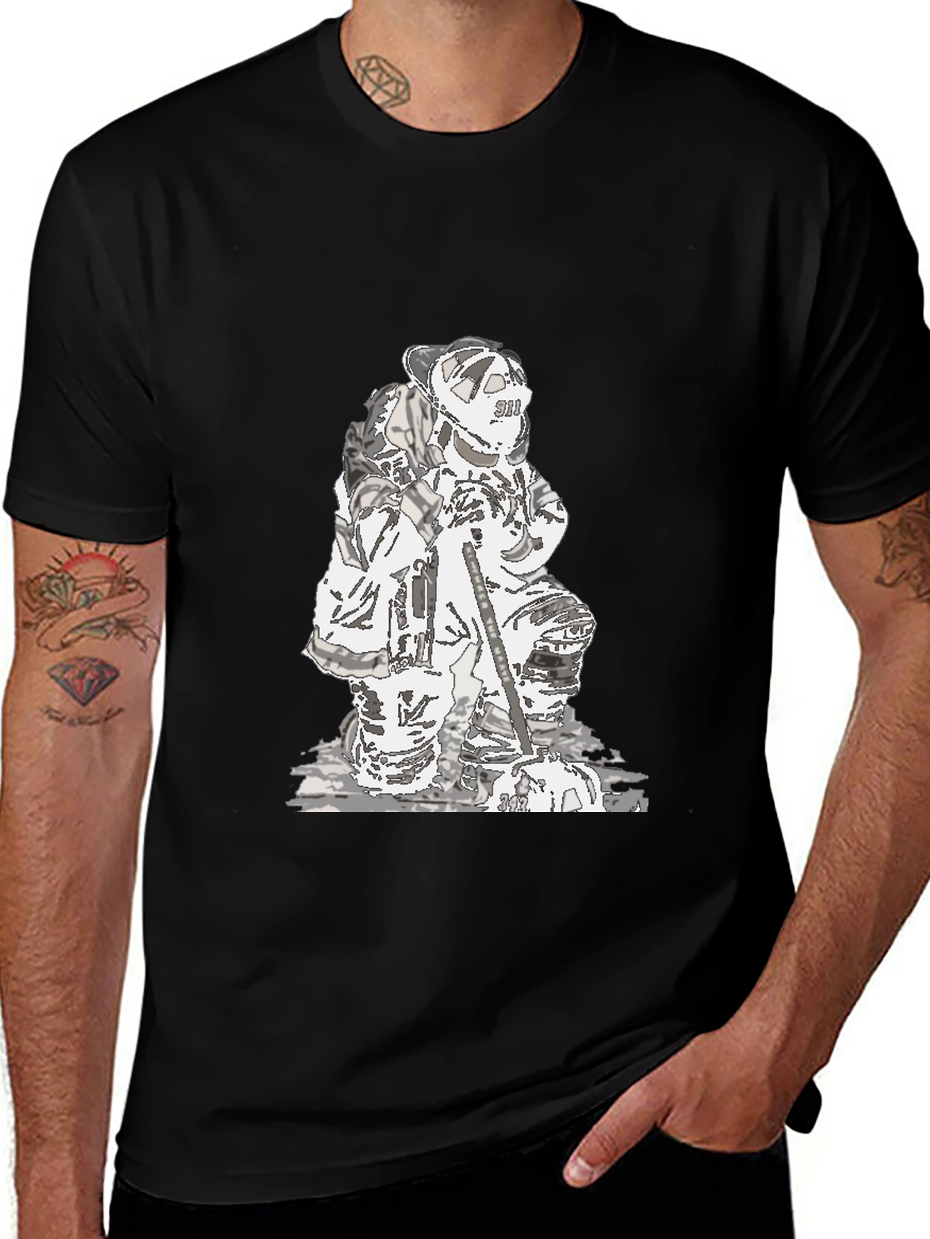 Firefighter Graphic Black T-Shirt