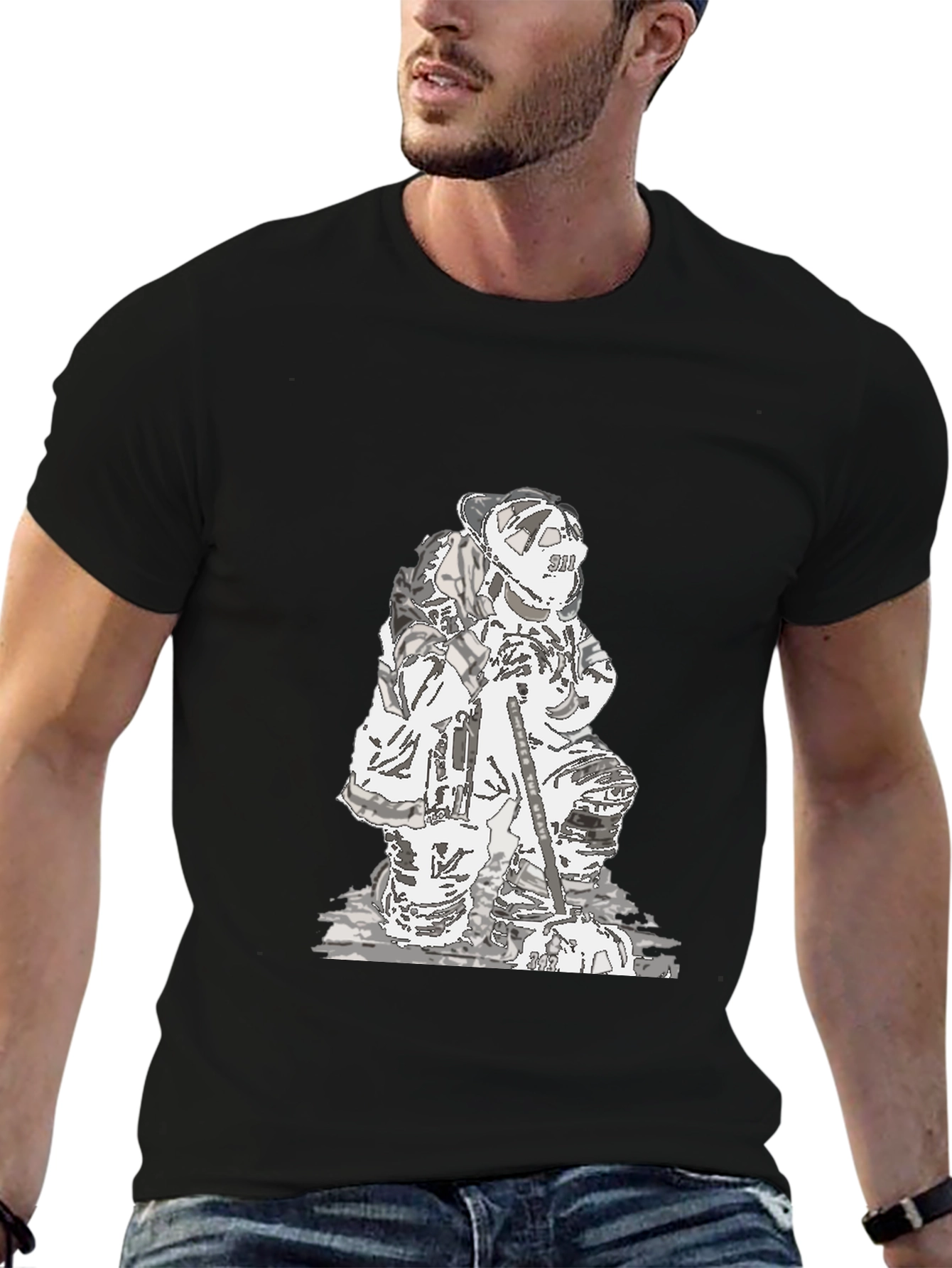 Firefighter Graphic Black T-Shirt
