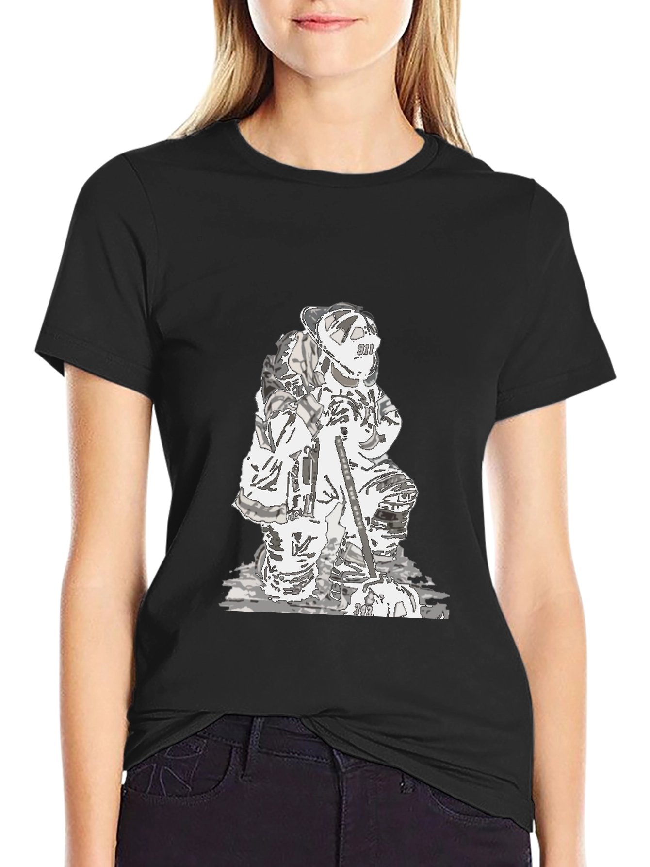 Firefighter Graphic Black T-Shirt