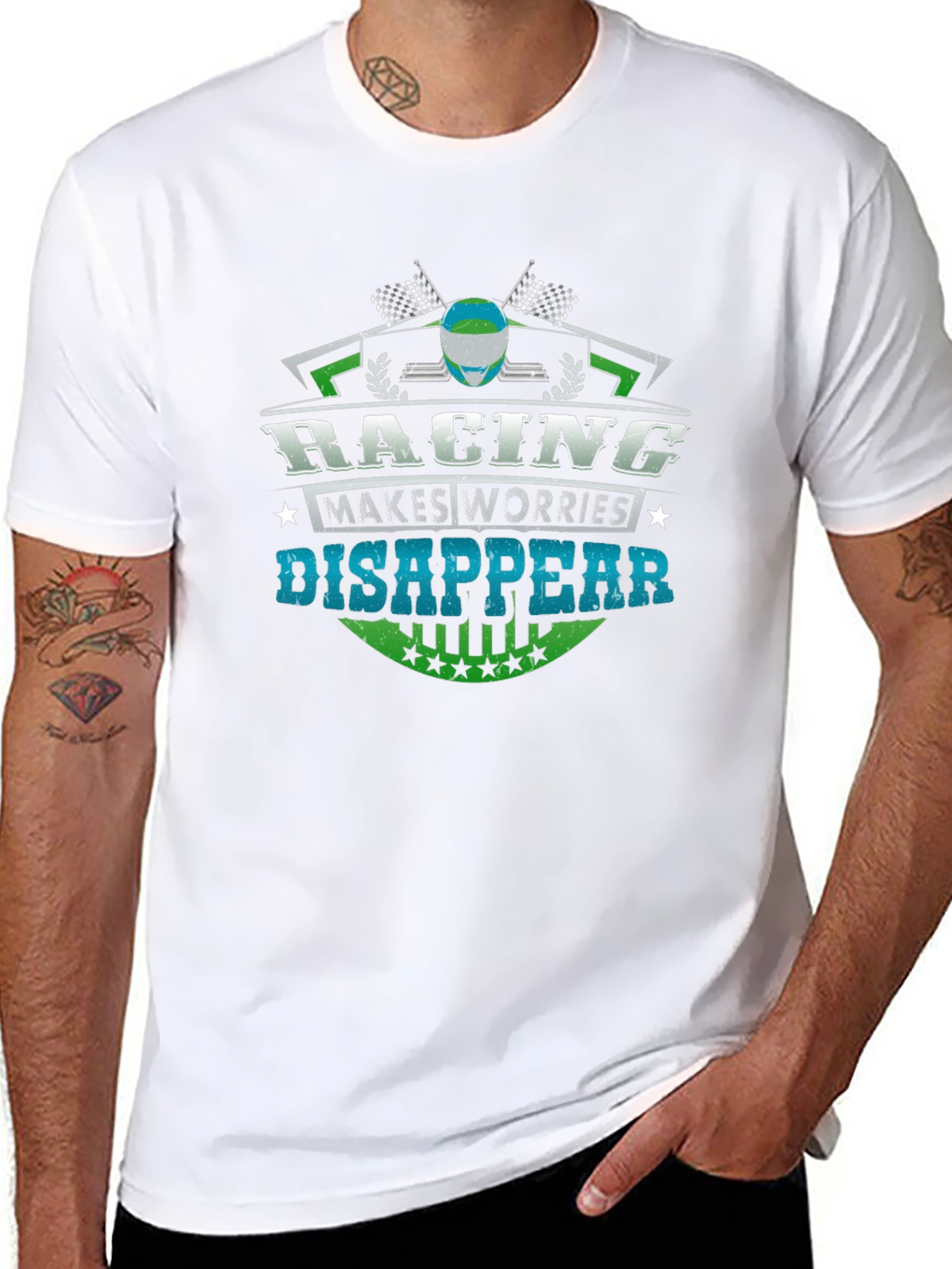 Racing Makes Worries Disappear Black T-Shirt
