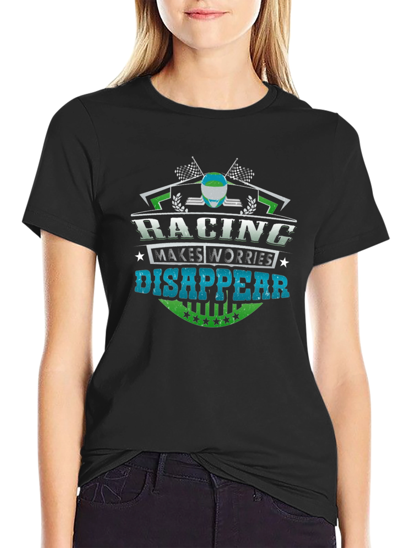Racing Makes Worries Disappear Black T-Shirt
