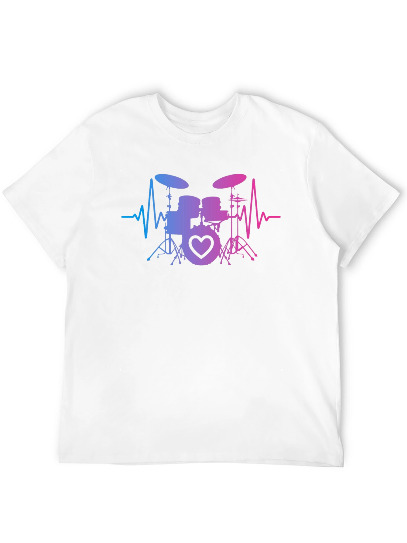 Drum Set Heartbeat T-Shirt - Music Lover Tee