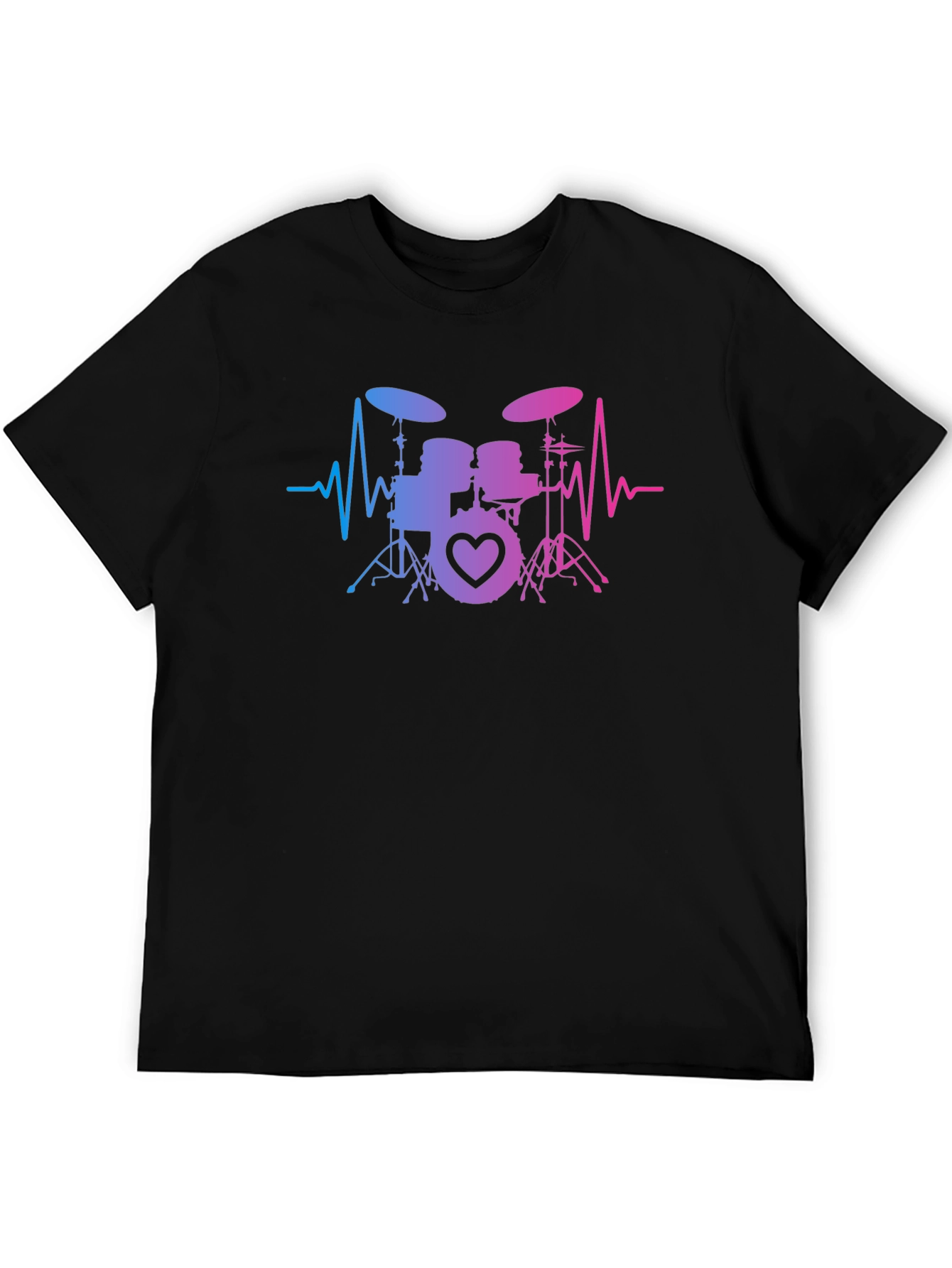 Drum Set Heartbeat T-Shirt - Music Lover Tee