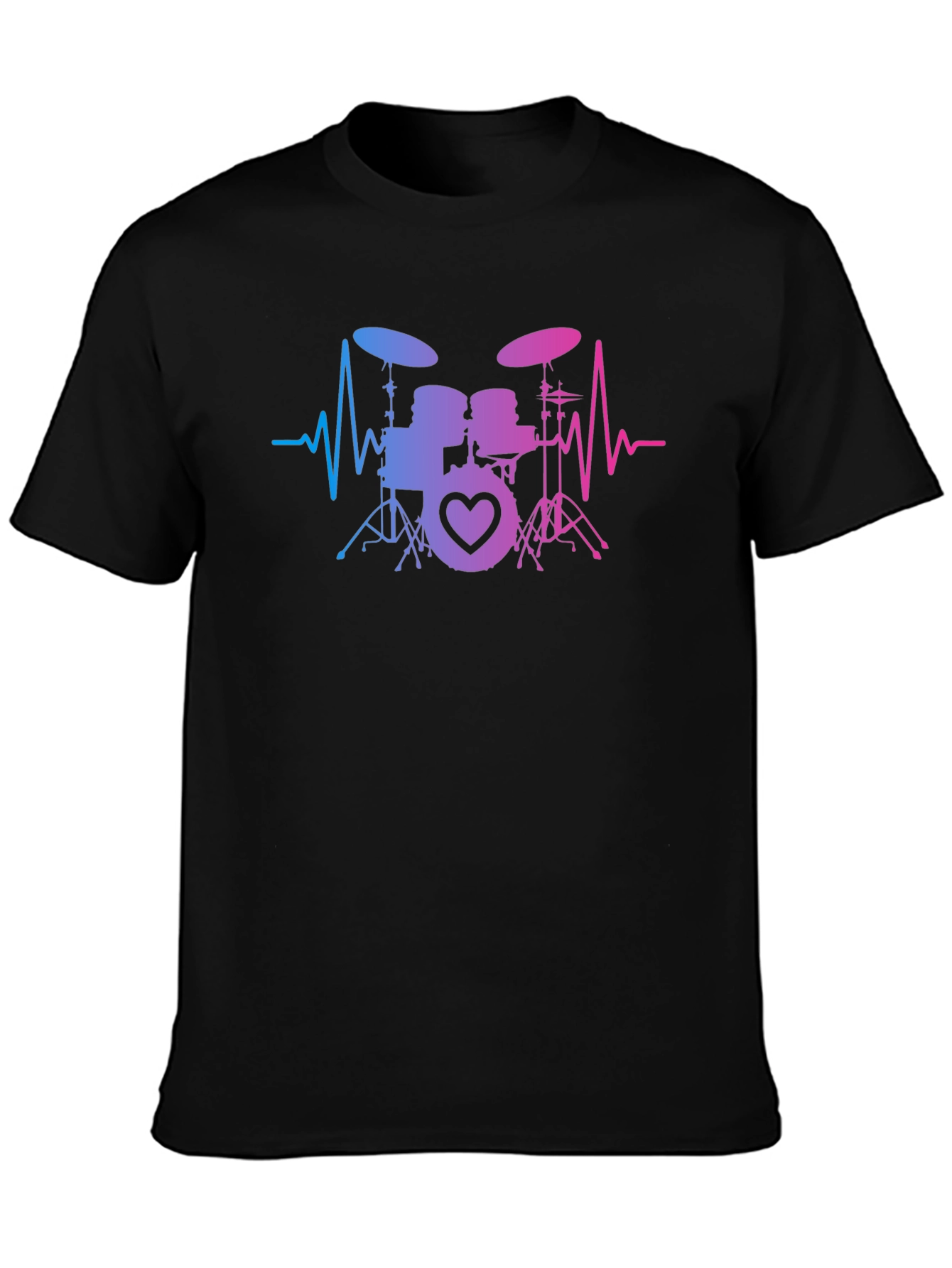 Drum Set Heartbeat T-Shirt - Music Lover Tee