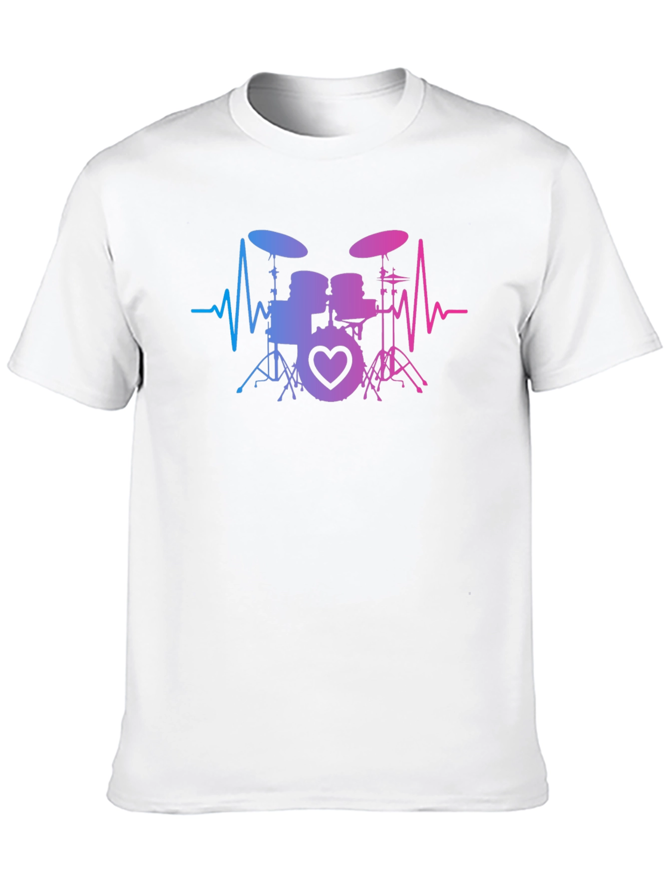 Drum Set Heartbeat T-Shirt - Music Lover Tee