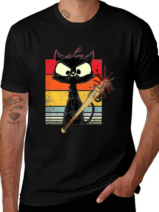 Zombie Cat Baseball Bat Graphic Tee