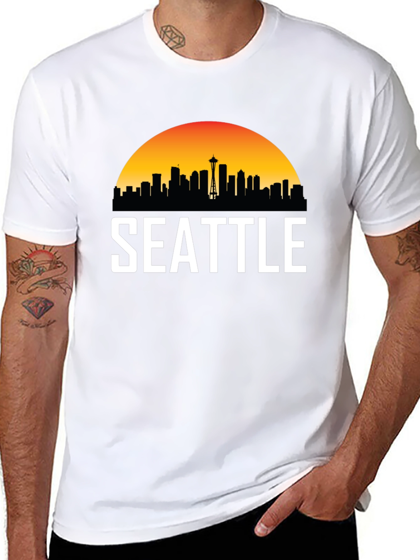Seattle Skyline Graphic T-Shirt - Cityscape Tee