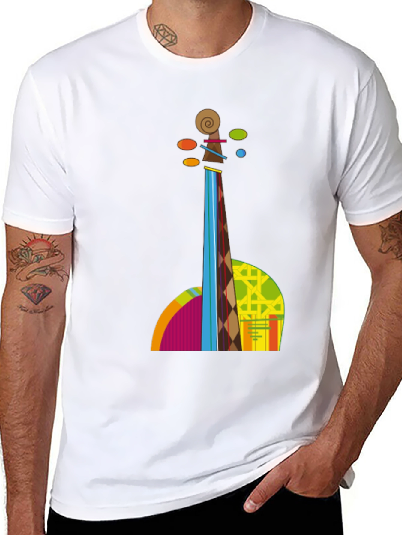 Abstract Violin Graphic Tee - Black T-Shirt