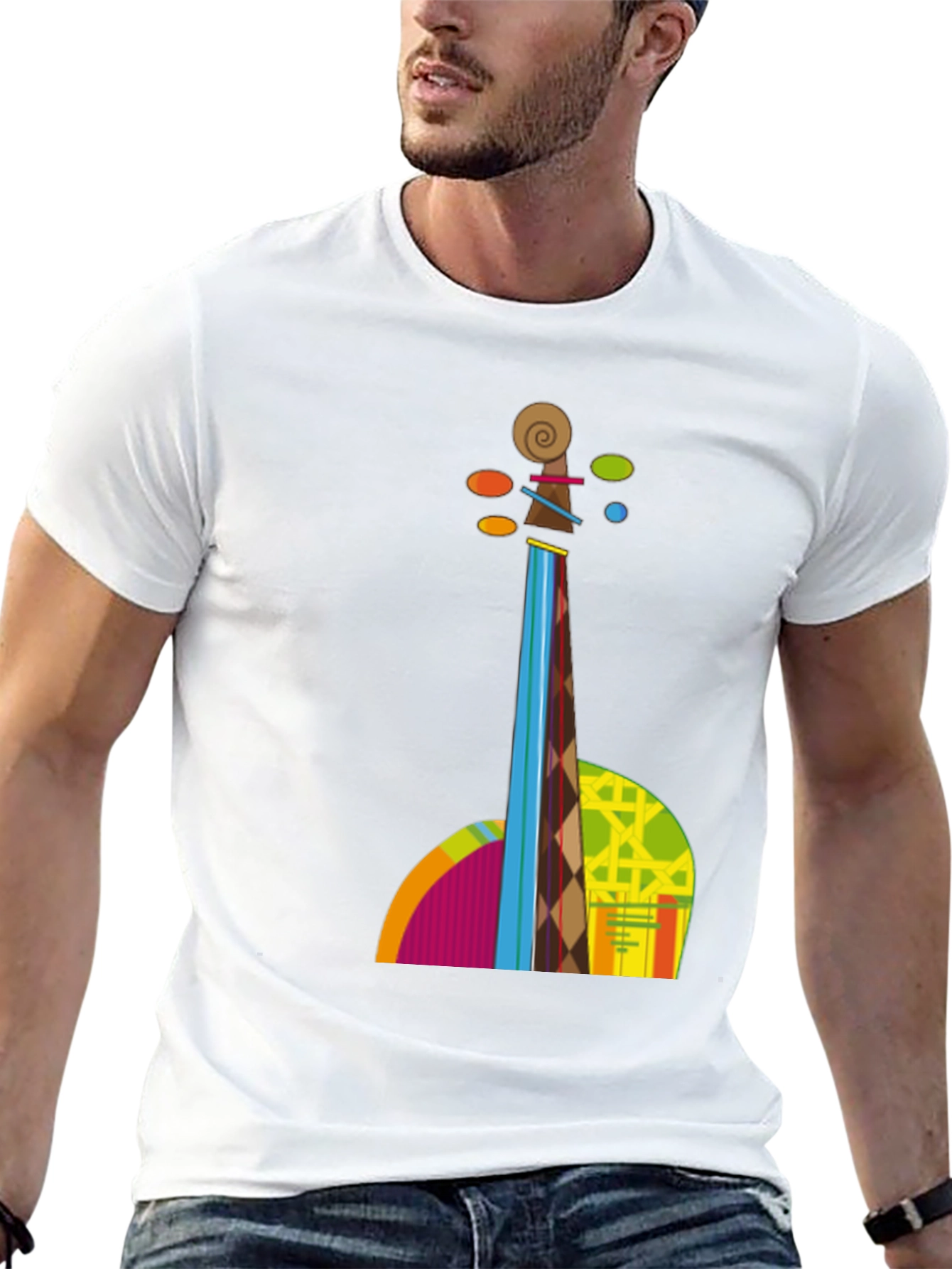 Abstract Violin Graphic Tee - Black T-Shirt