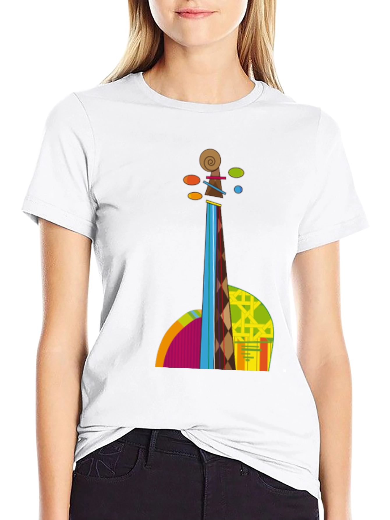 Abstract Violin Graphic Tee - Black T-Shirt
