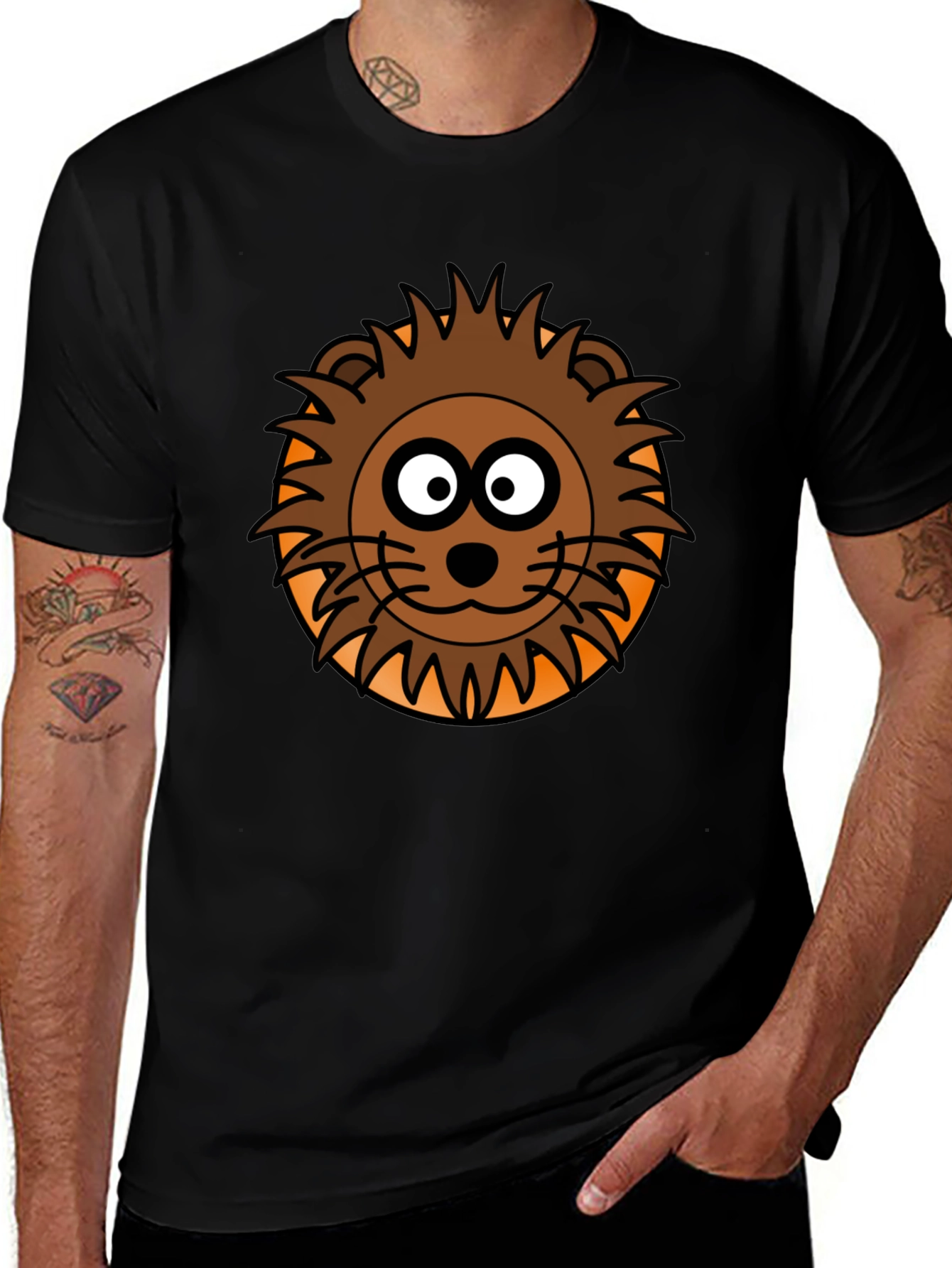 Lion Graphic Black T-Shirt for Men