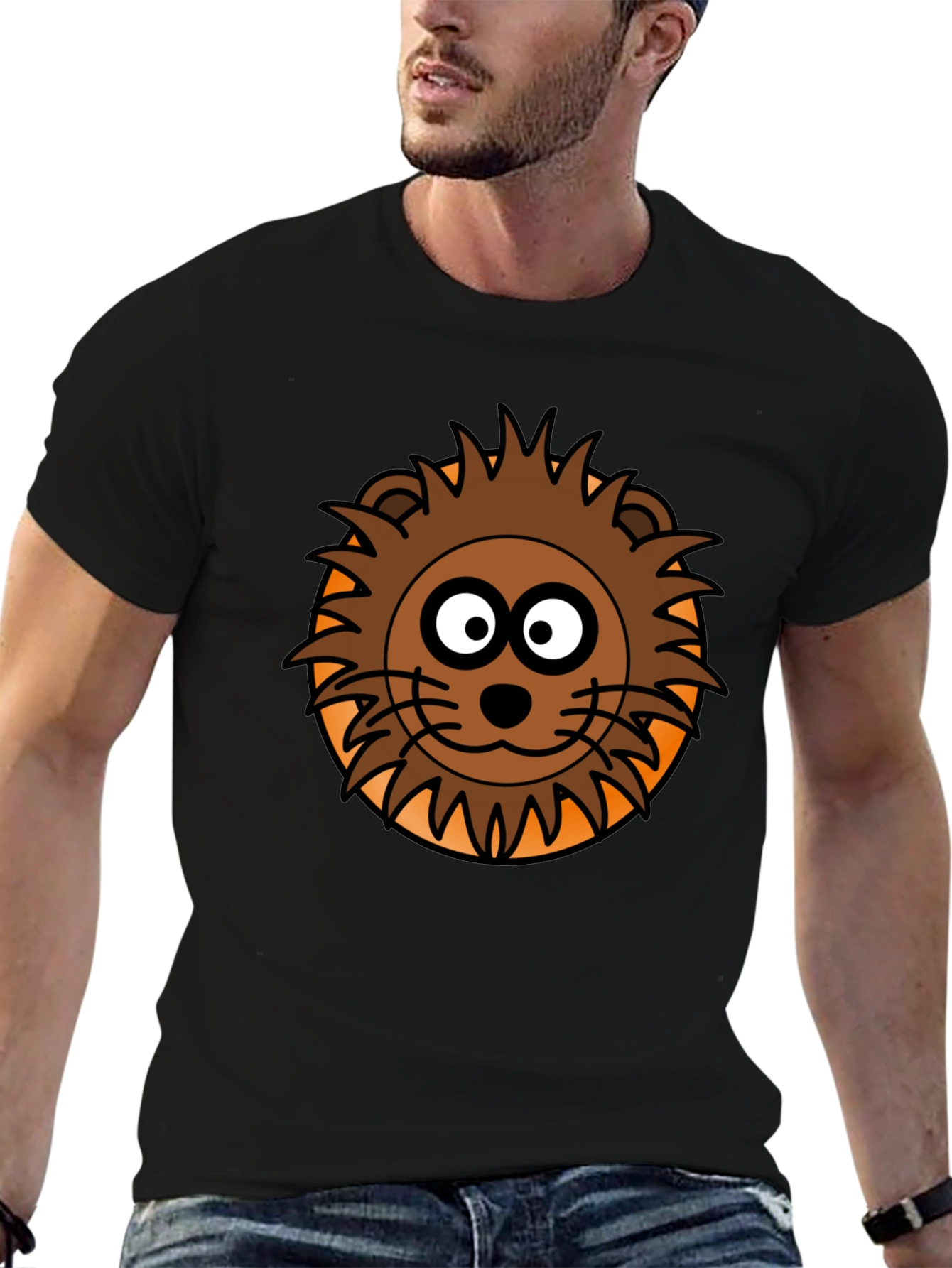 Lion Graphic Black T-Shirt for Men