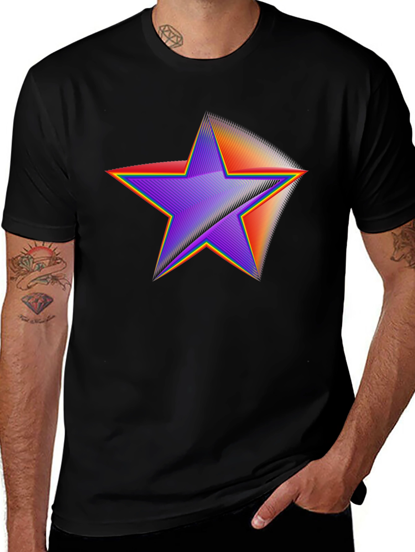 Retro Star Graphic Tee - Black Cotton Blend